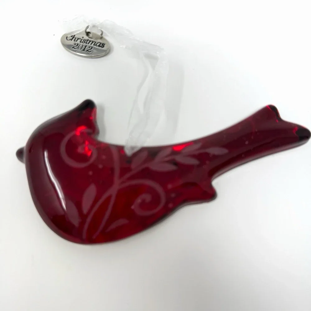 Hallmark Keepsake Cardinal Red Glass Bird Ornament  2012 MIB